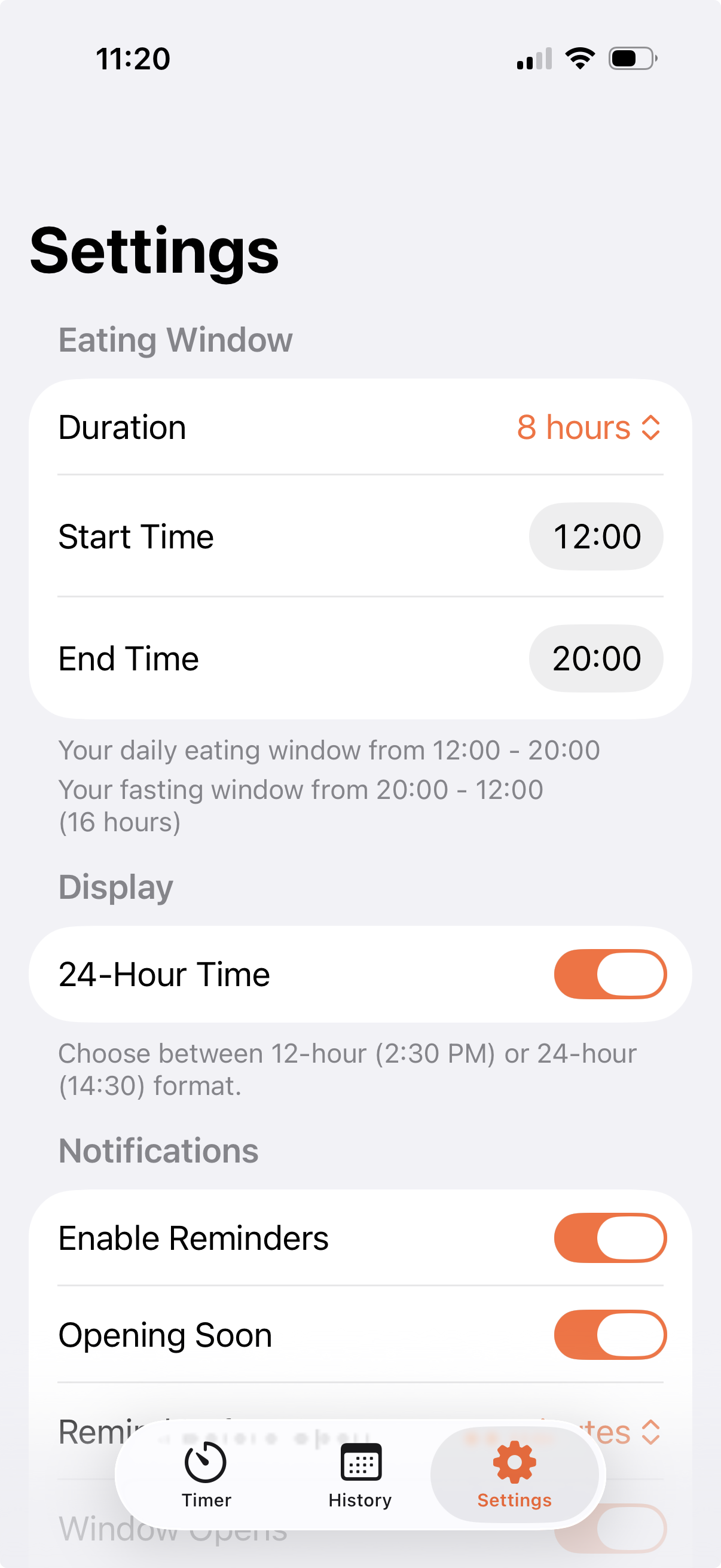 FastTempo notification settings